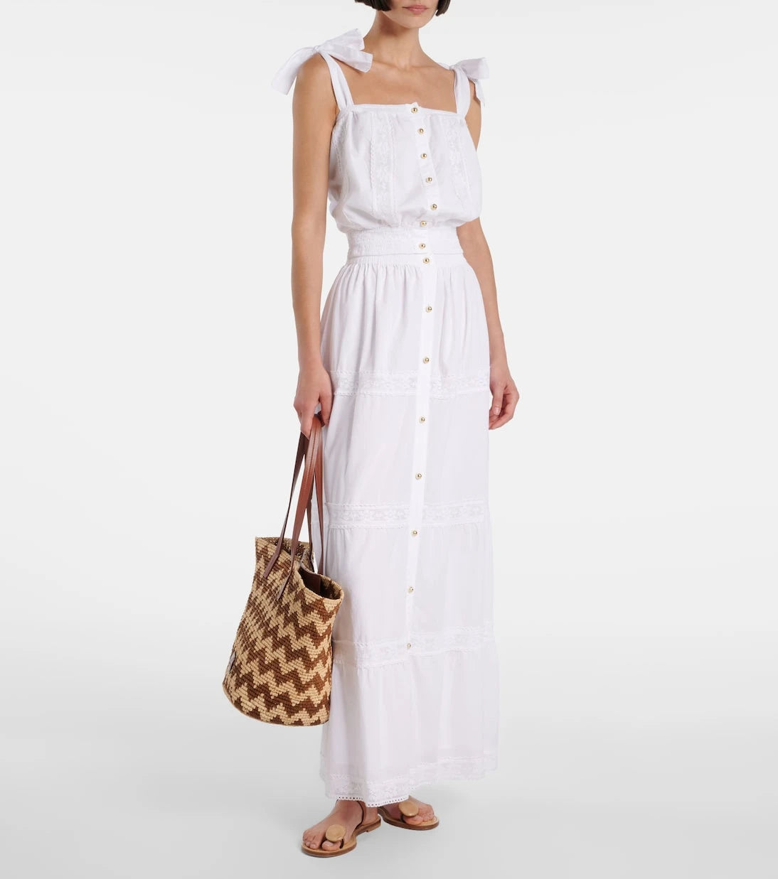 Melissa Odabash - Cate lace-trimmed cotton maxi skirt