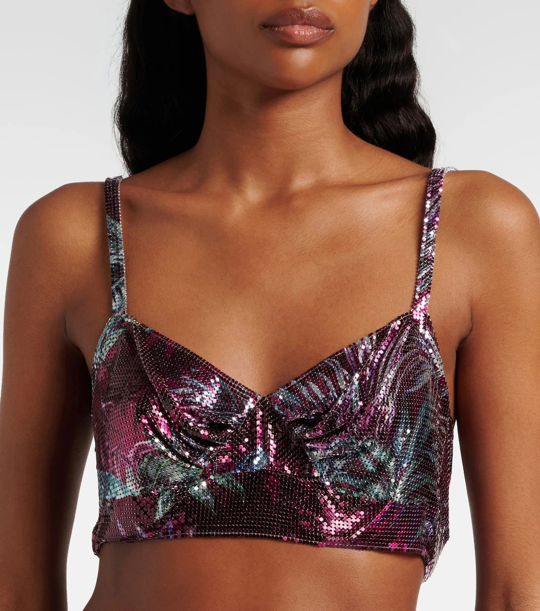 Rabanne - Floral chainmail crop top