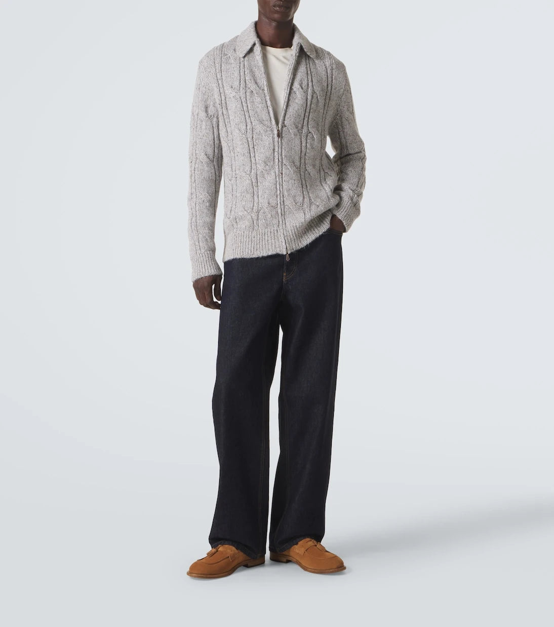 Eleventy - Wool, alpaca and silk-blend zip-up cardigan
