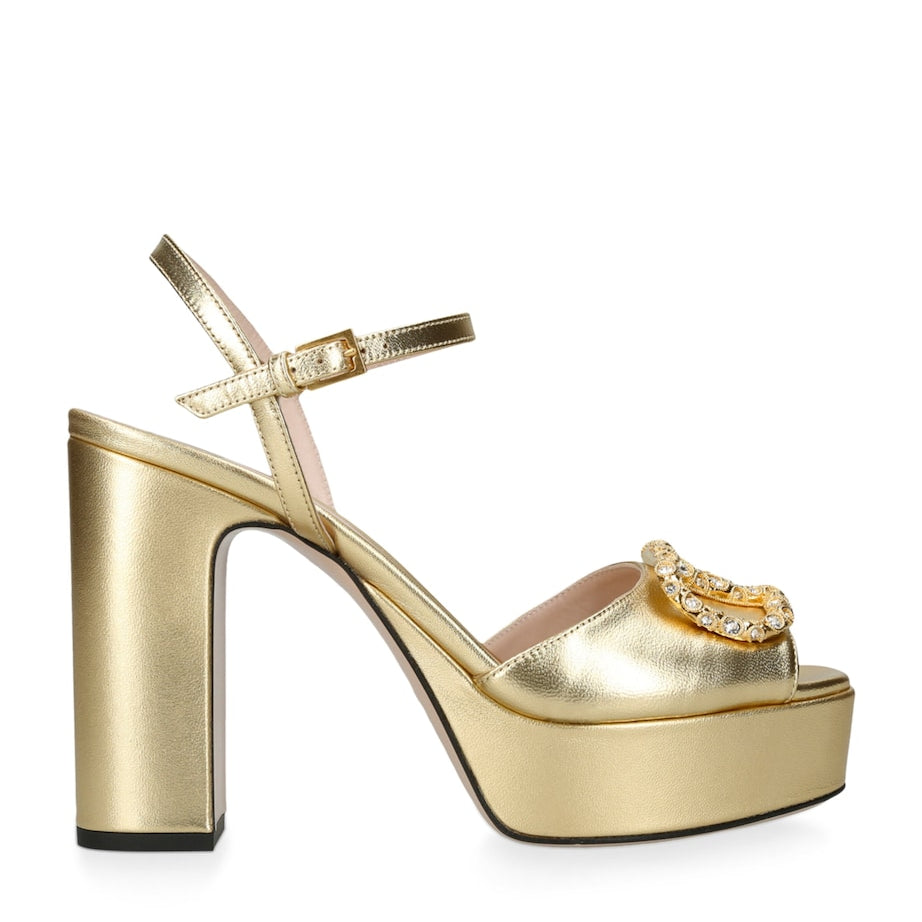 Metallic Leather VLogo Signature Platform Sandals 115