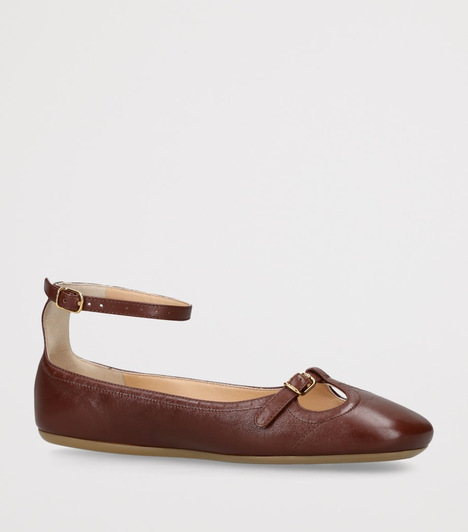 Brown Leather Misty Ballet Flats
