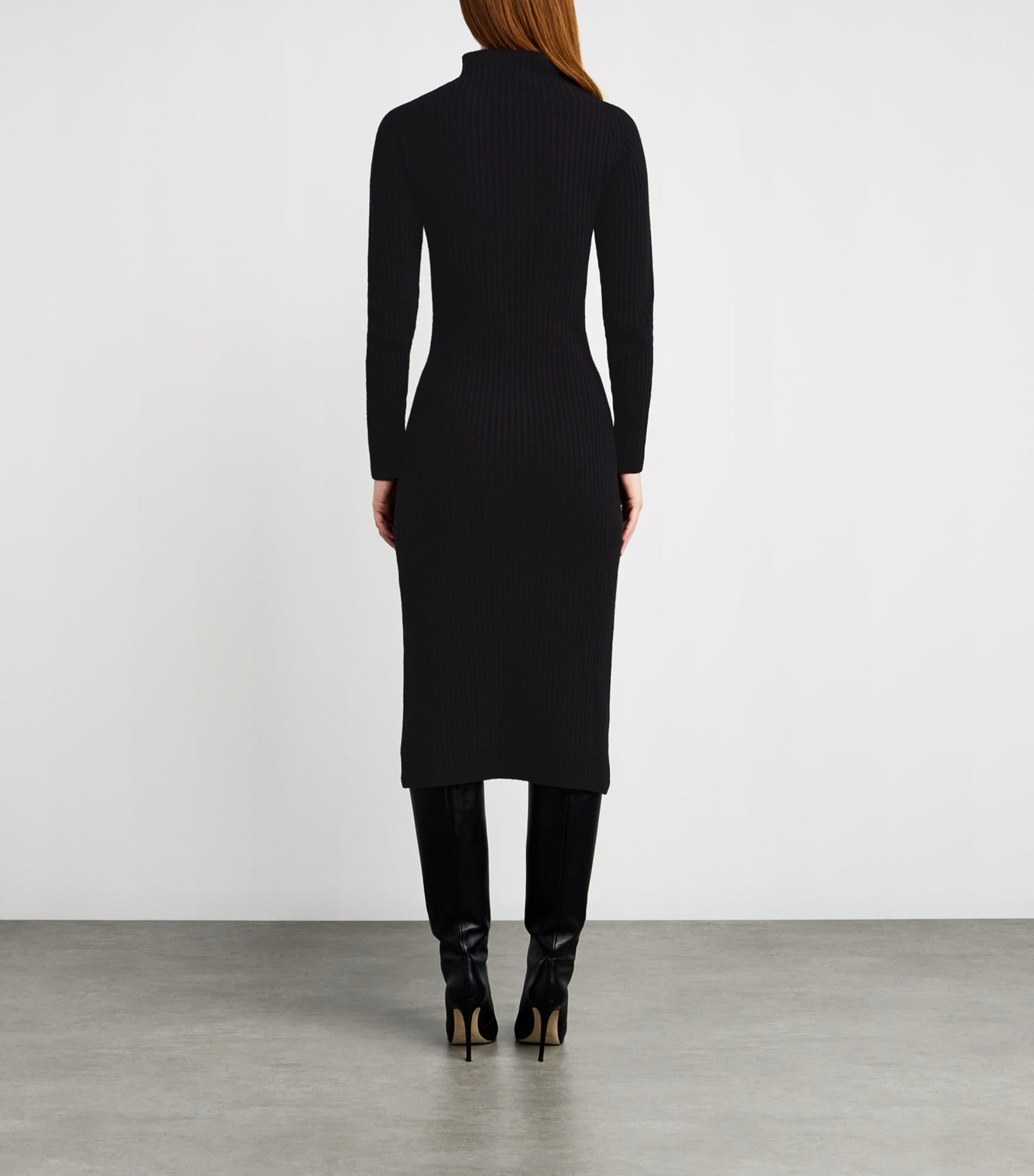 Black Wool-Cashmere Midi Dress