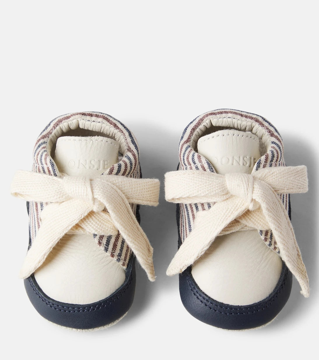 Donsje - Baby Pluksel leather-trimmed striped booties