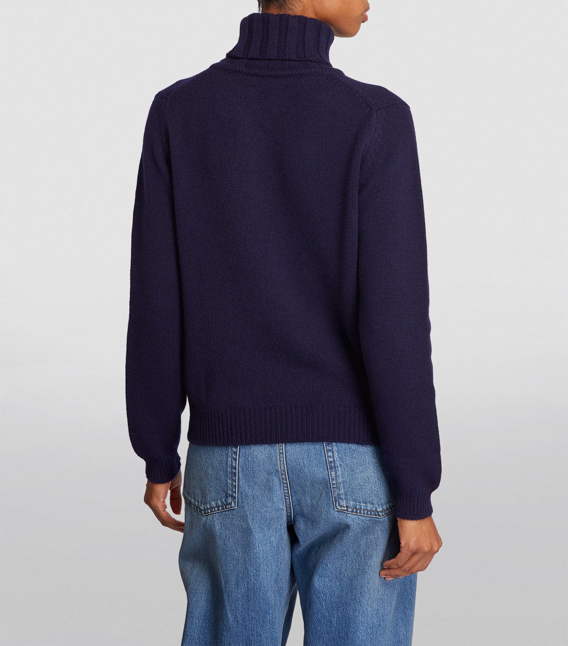 Navy Cashmere Rollneck Sweater