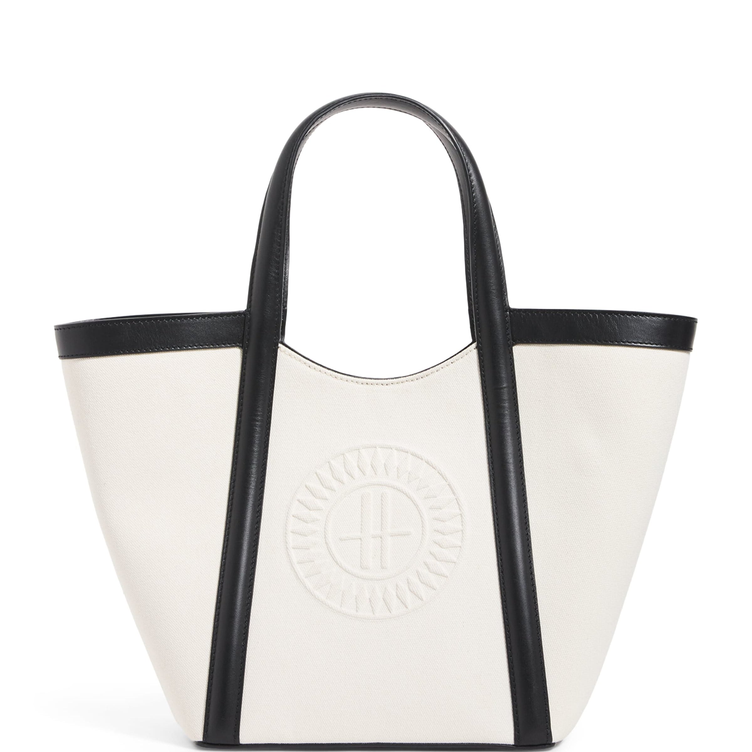 Small Canvas-Leather Embossed Tote Bag
