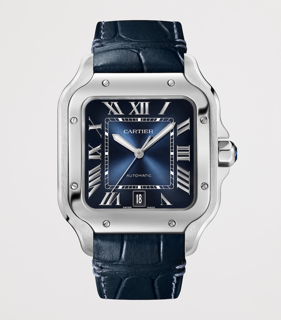 Large Steel Santos de Cartier Watch 39.8mm