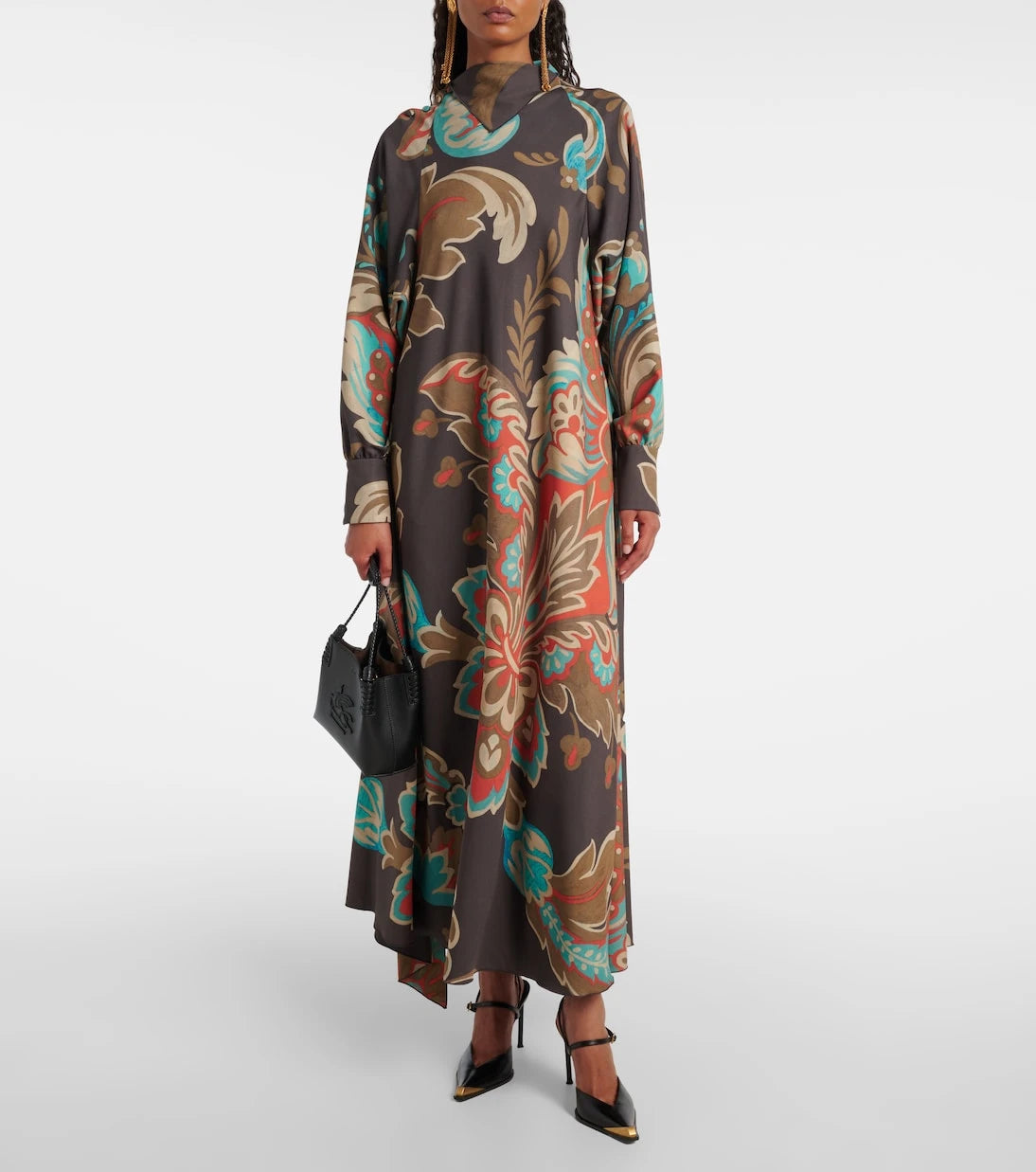Etro - فستان ماكسي غير متماثل ومطبع