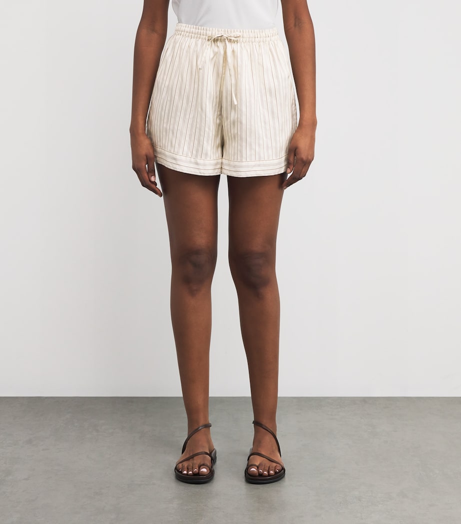Le Kasha Multi Silk Stripe Wensu Shorts
