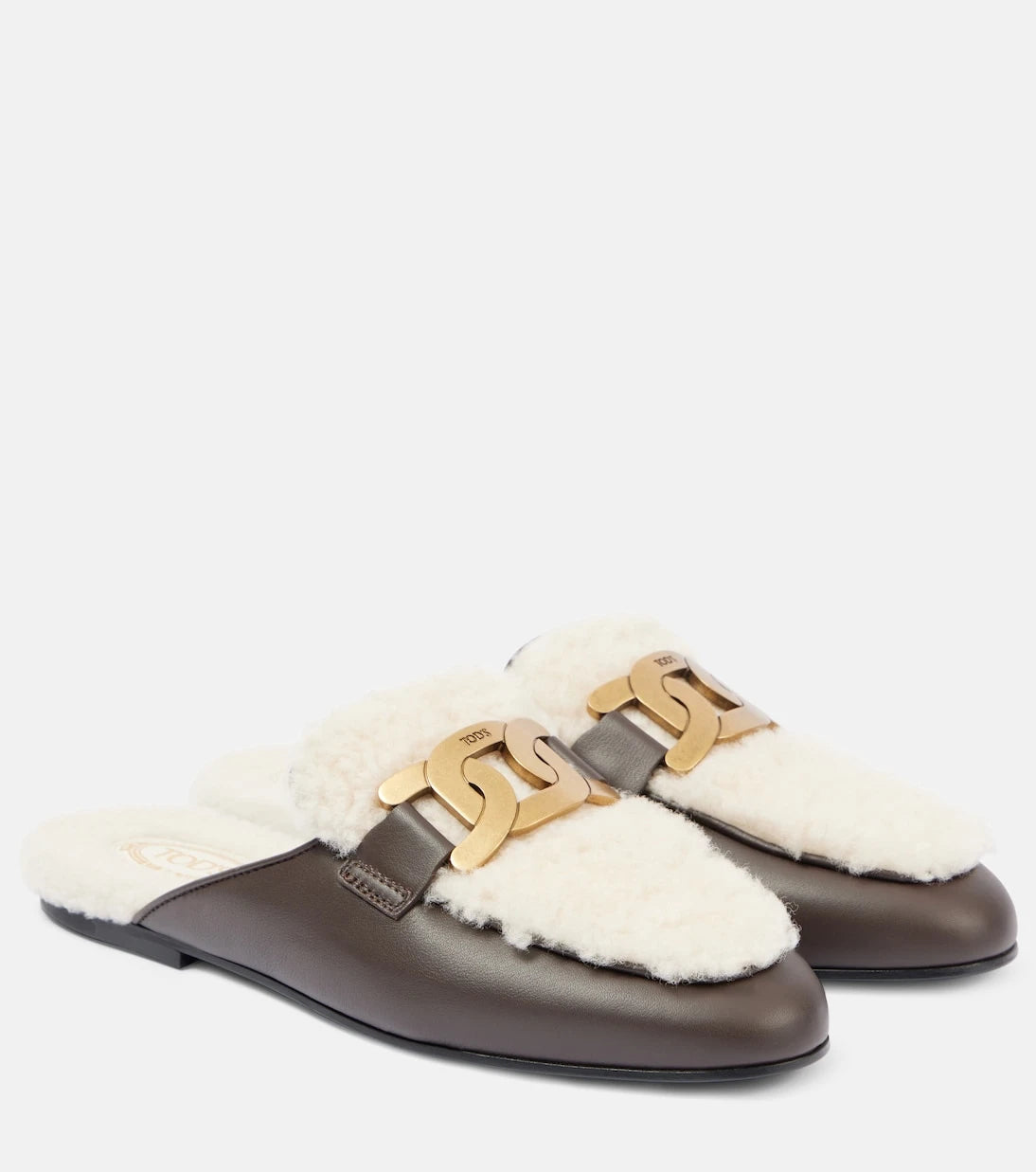 Tod's - Catena shearling and leather mules