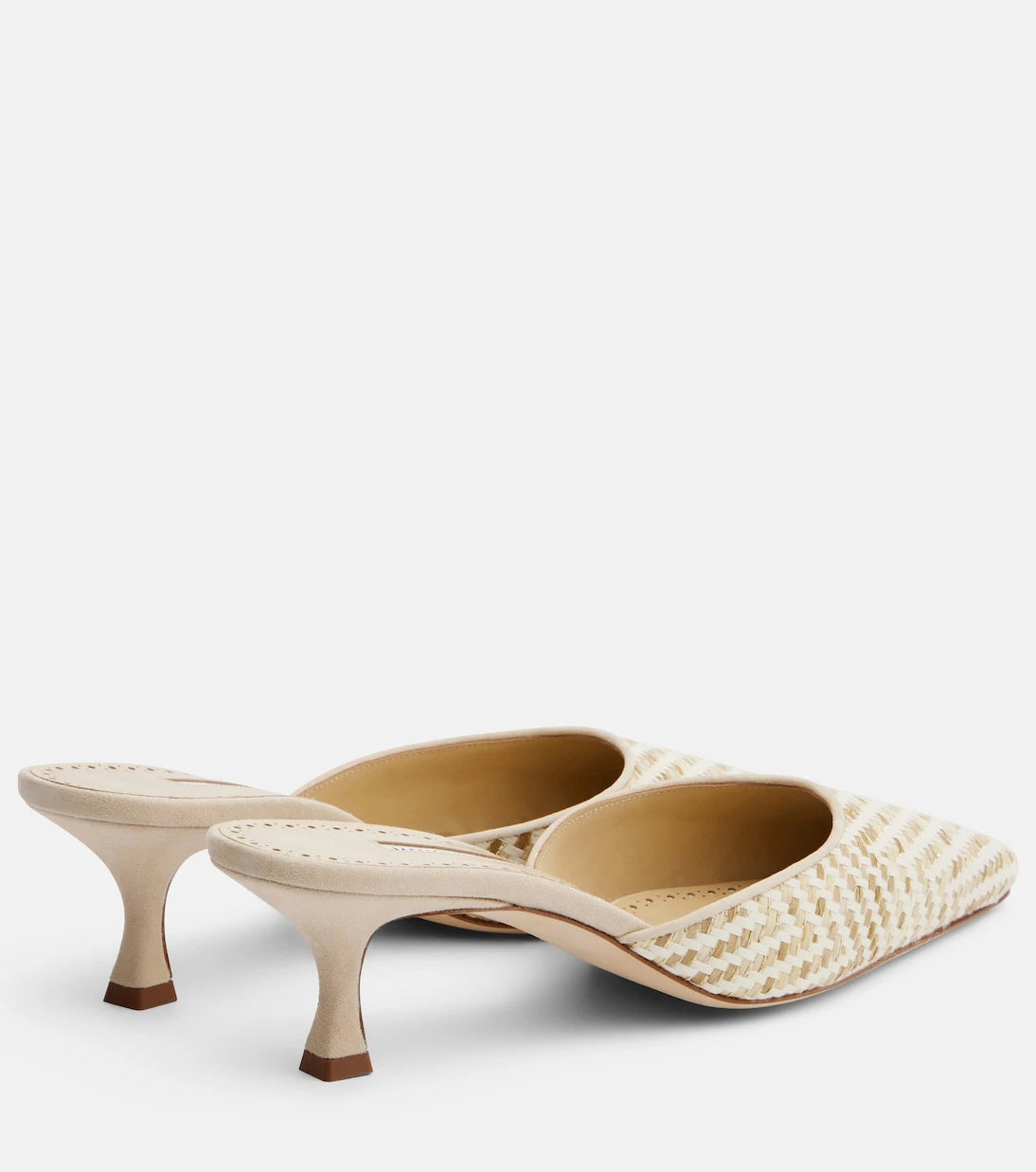 Manolo Blahnik - Carolyne leather-trimmed woven mules