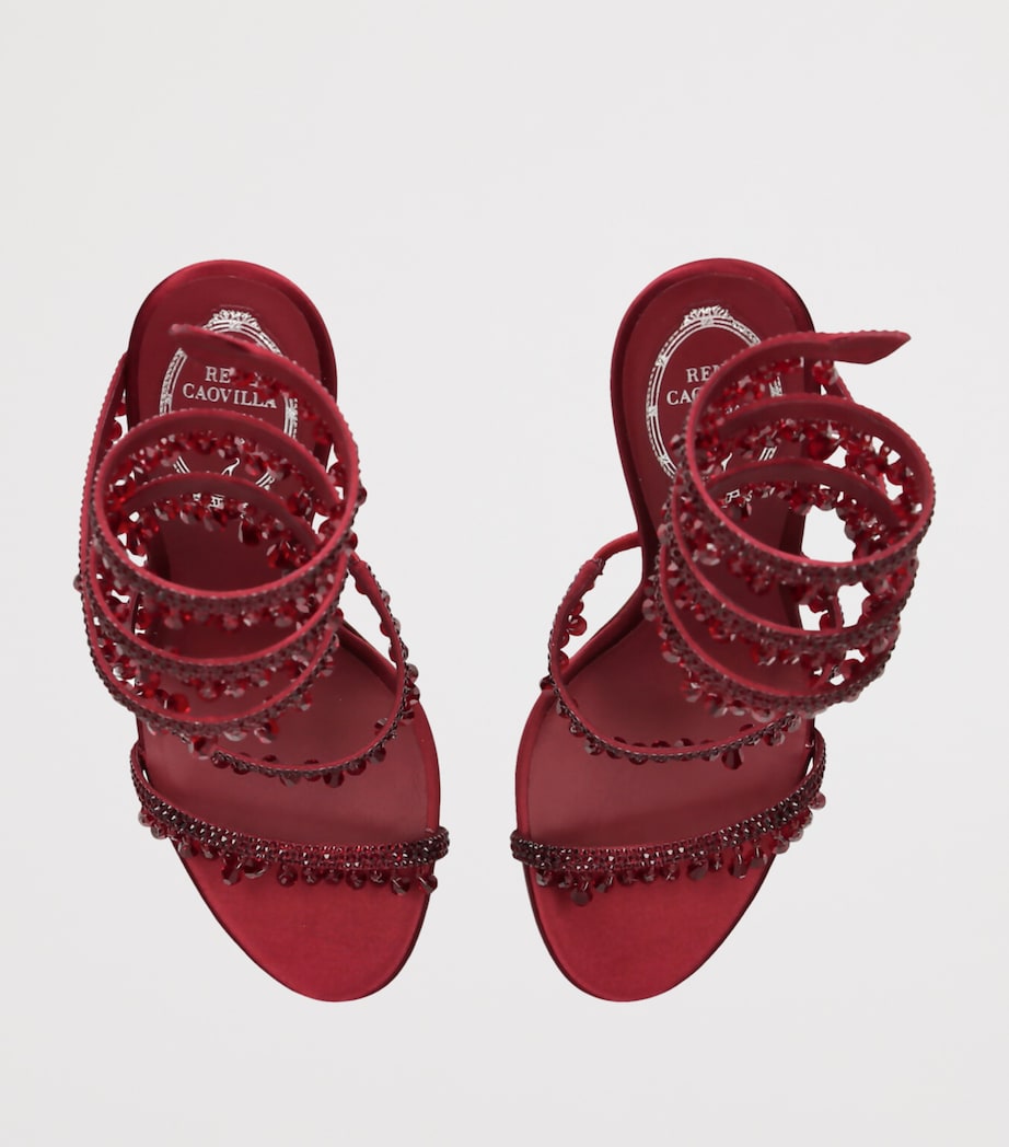 René Caovilla Burgundy Satin Chandelier Heeled Sandals 105