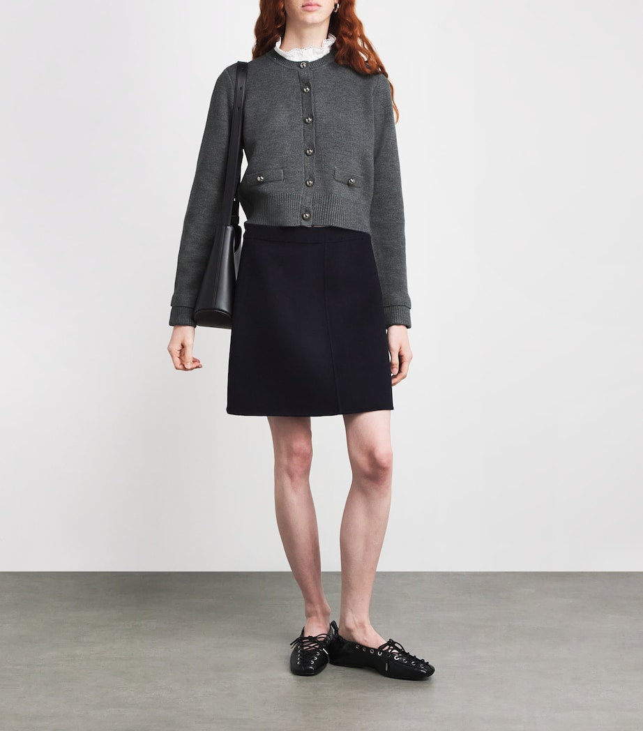 Sandro Paris Black Ruffled-Collar Cardigan