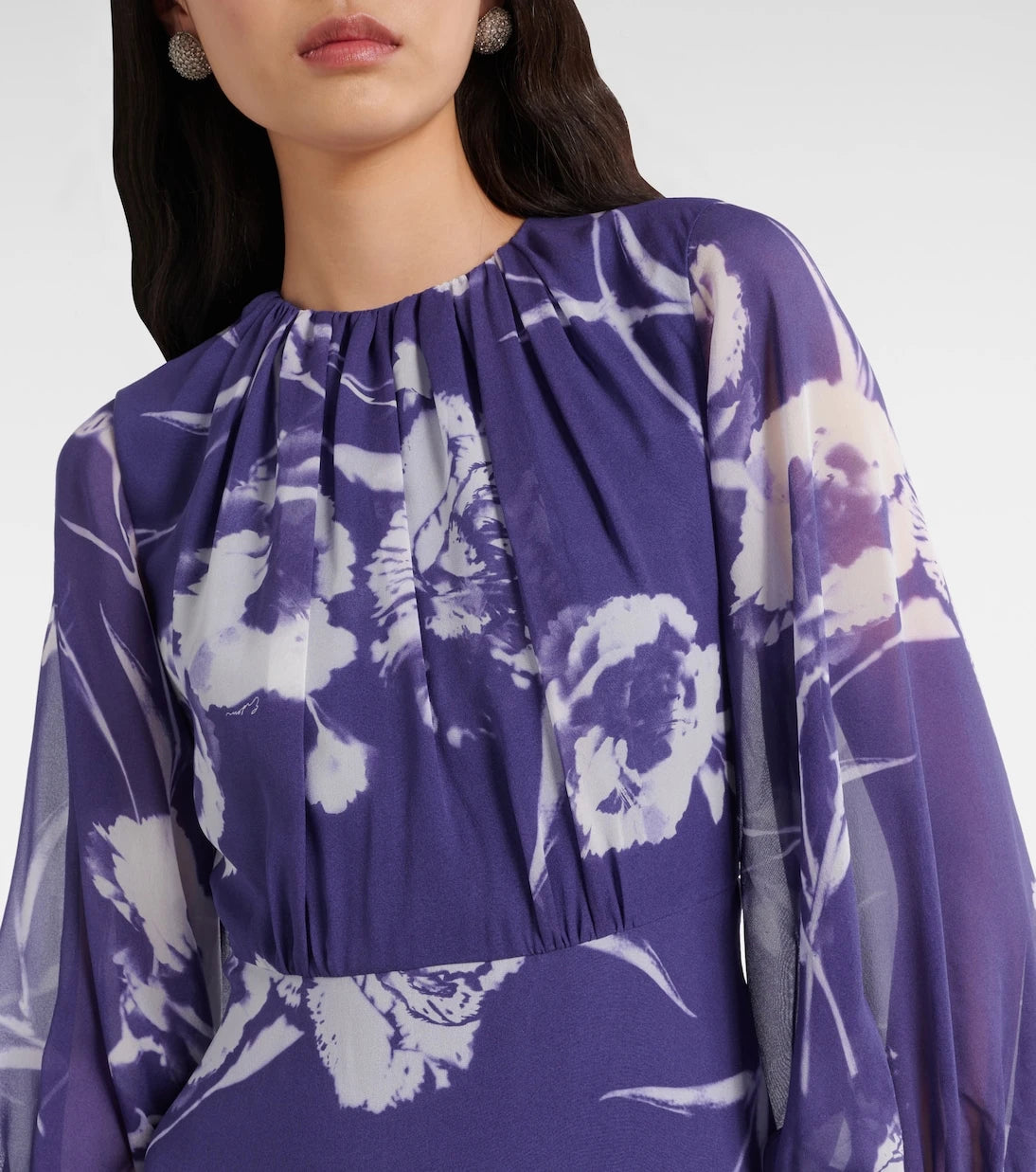 Erdem - Floral silk voile midi dress