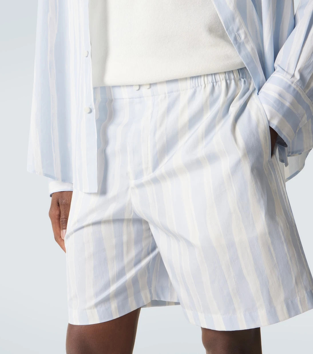Jacquemus - Caleçon striped cotton poplin shorts