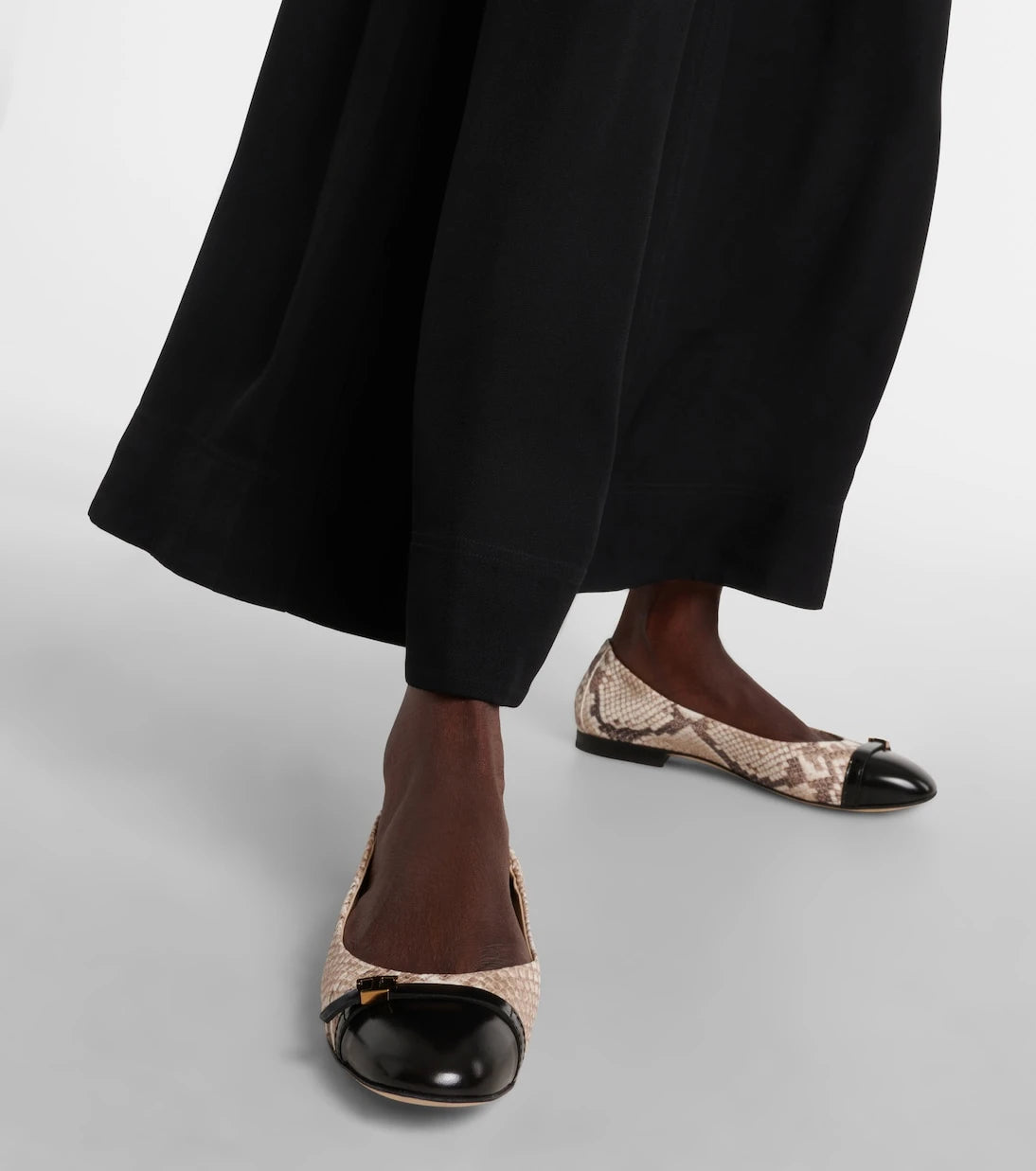 Tod's - Snake-effect leather ballet flats