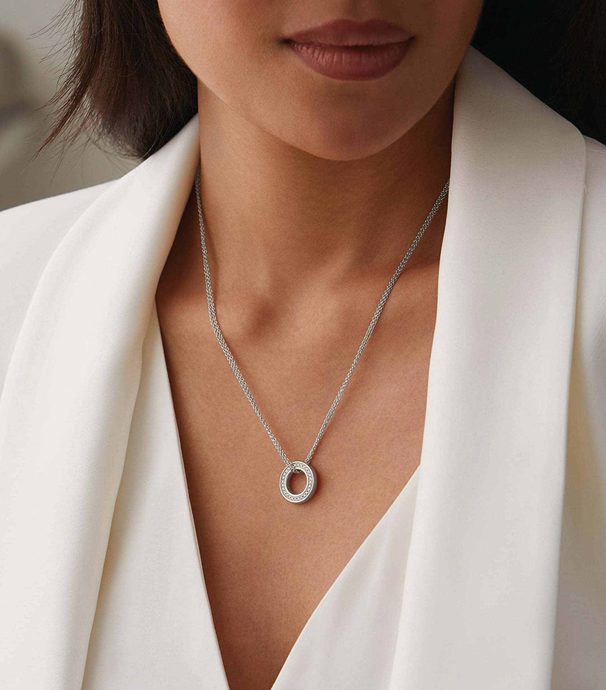 Boodles White Gold and Diamond Roulette Pendant Necklace