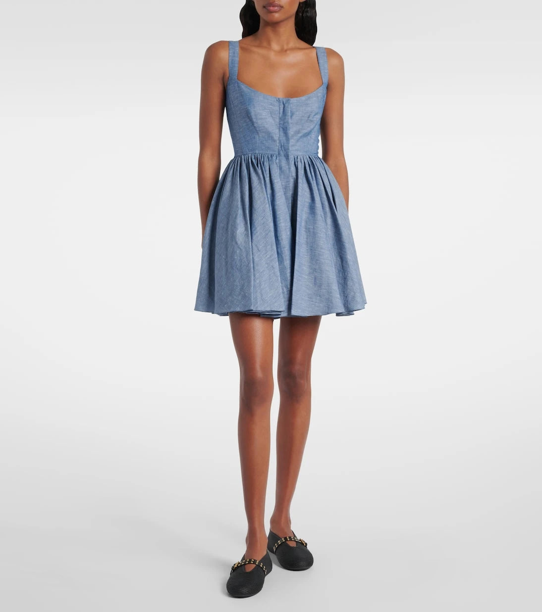 Alaïa - Chambray bustier dress