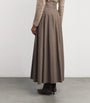Max Mara Beige Stretch Wool Flared Maxi Skirt