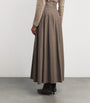 Stretch Wool Flared Maxi Skirt