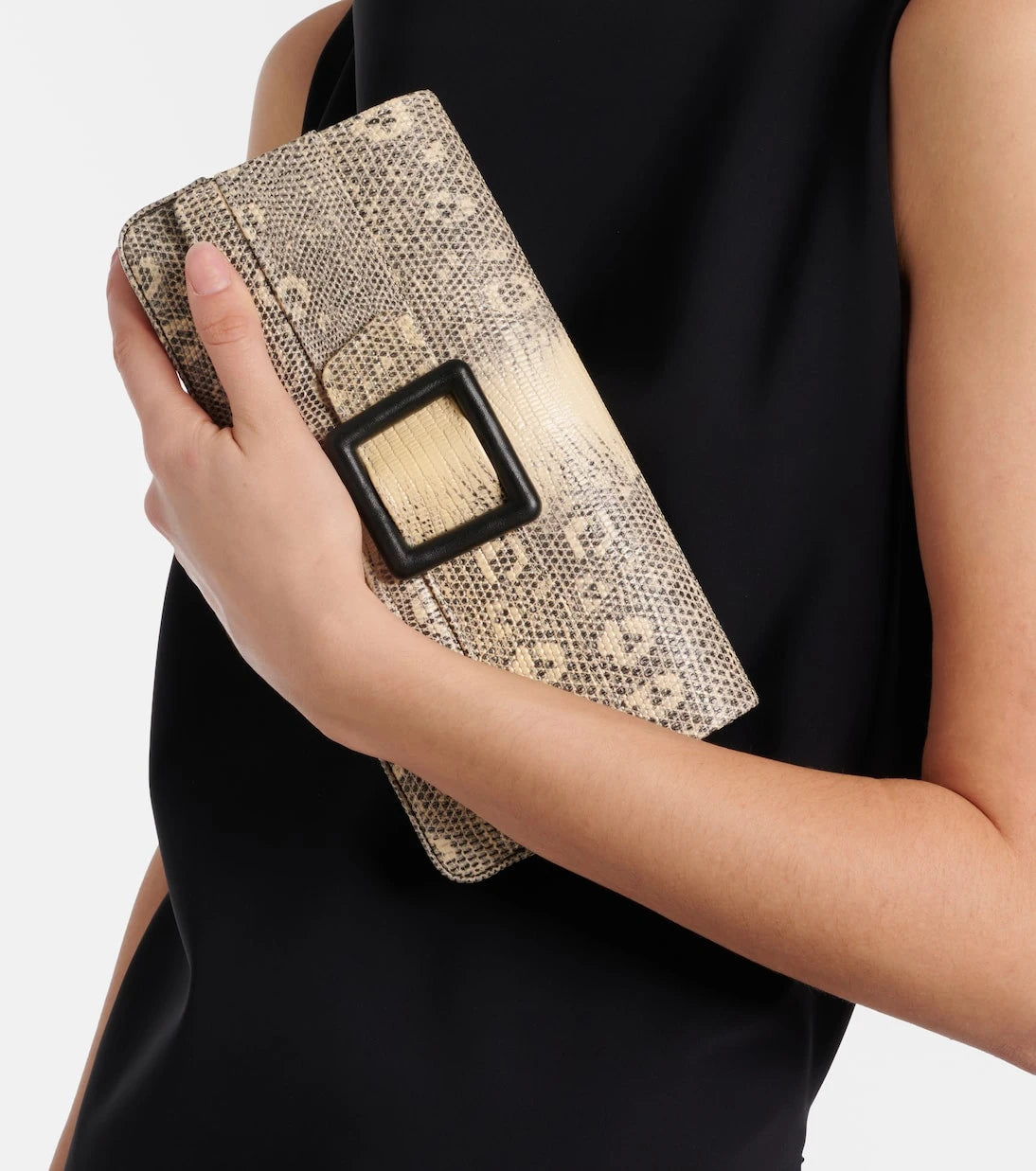 Manolo Blahnik - Maygot snake-effect leather clutch