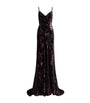 Ralph Lauren Collection Black Velvet Embellished Floral Evening Dress