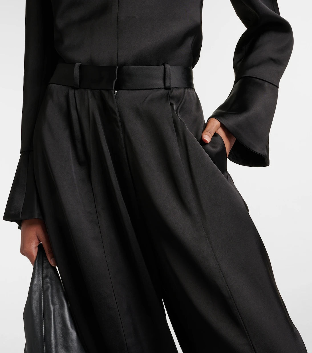 CO - High-rise satin crêpe wide-leg pants
