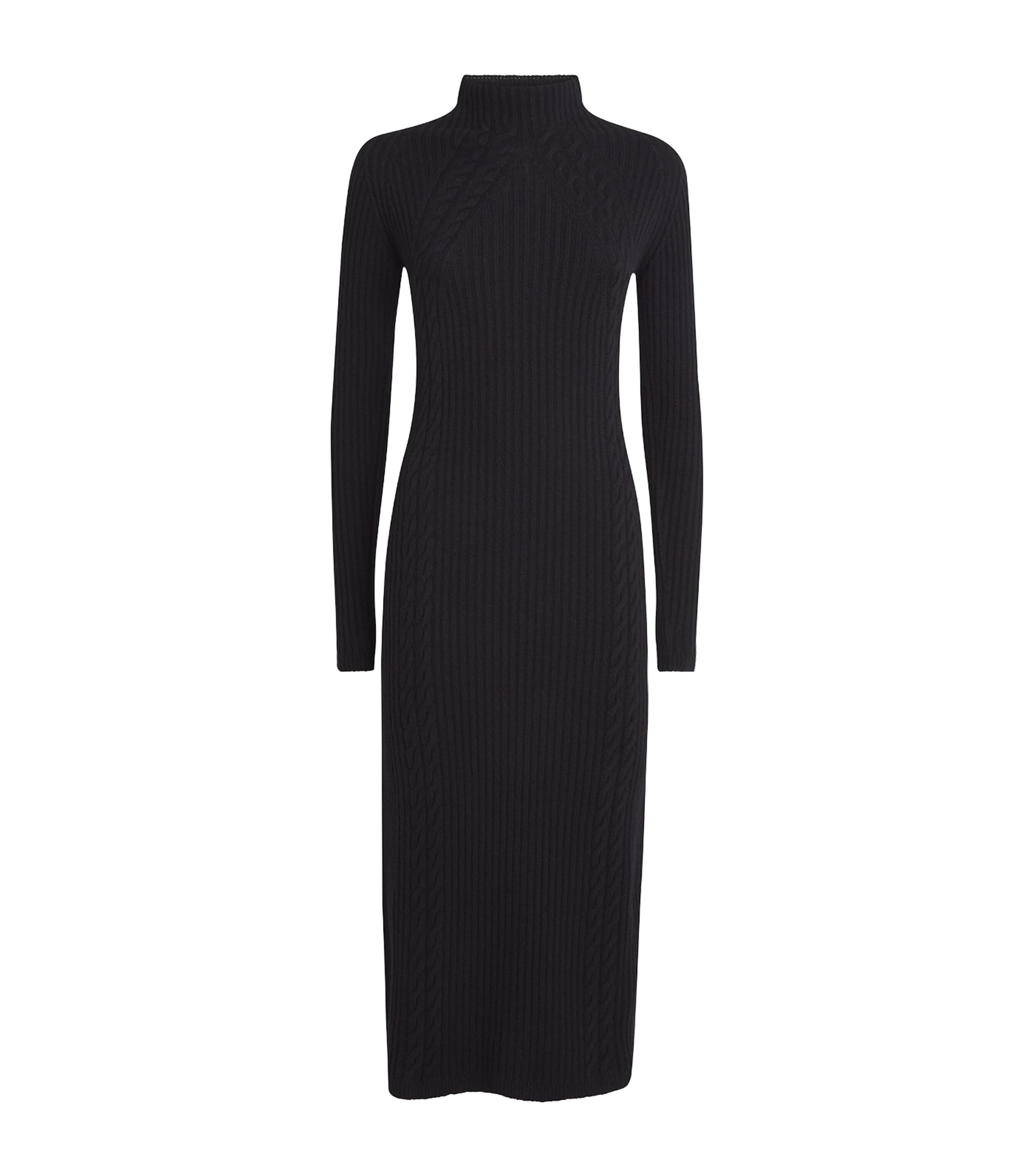 Max Mara Black Wool-Cashmere Midi Dress