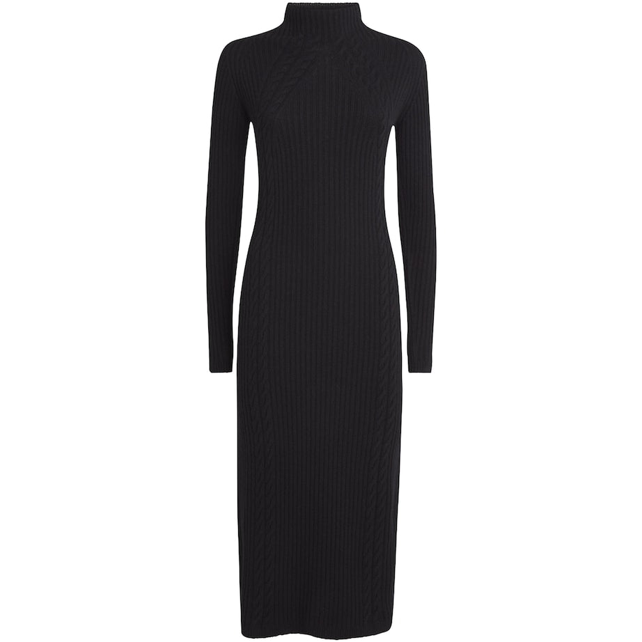 Max Mara Black Wool-Cashmere Midi Dress