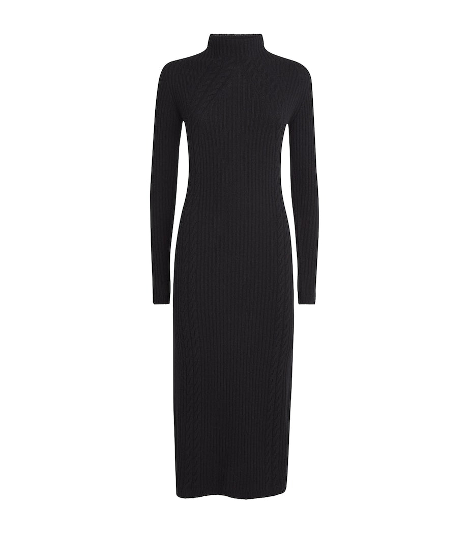 Max Mara Black Wool-Cashmere Midi Dress
