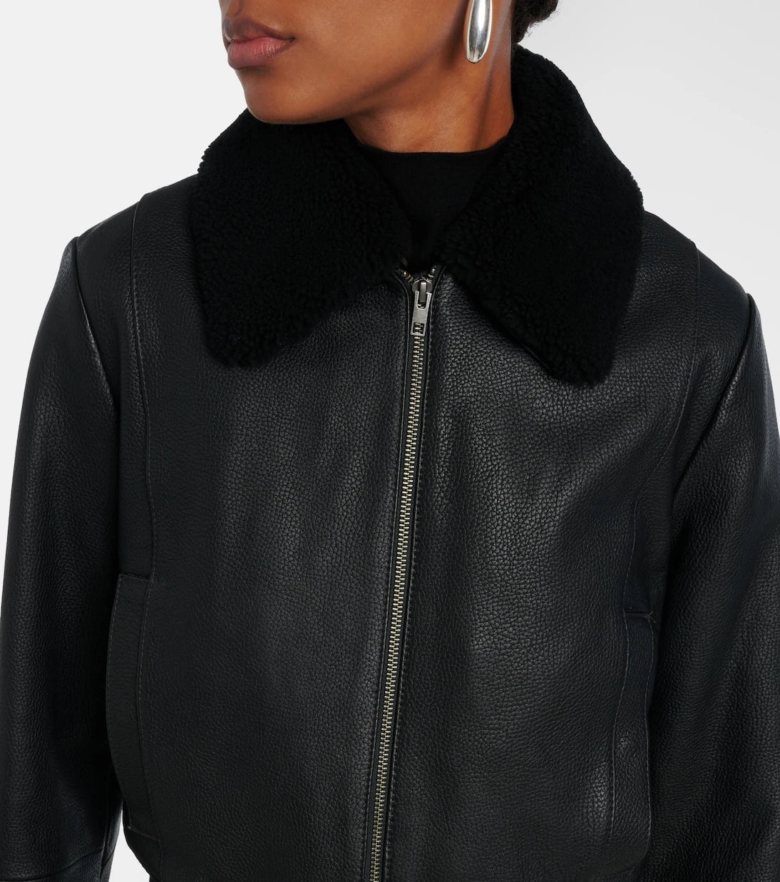 Vince - Shearling-trimmed leather jacket