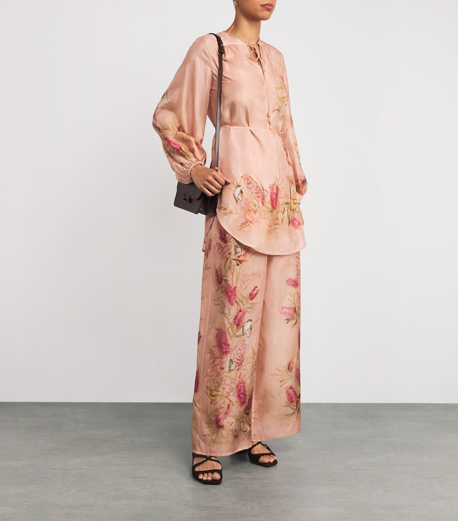 Zimmermann Pink Silk Cascadian Trousers