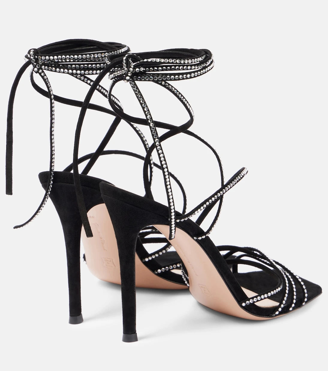 Gianvito Rossi - Ankletie 105 embellished suede sandals