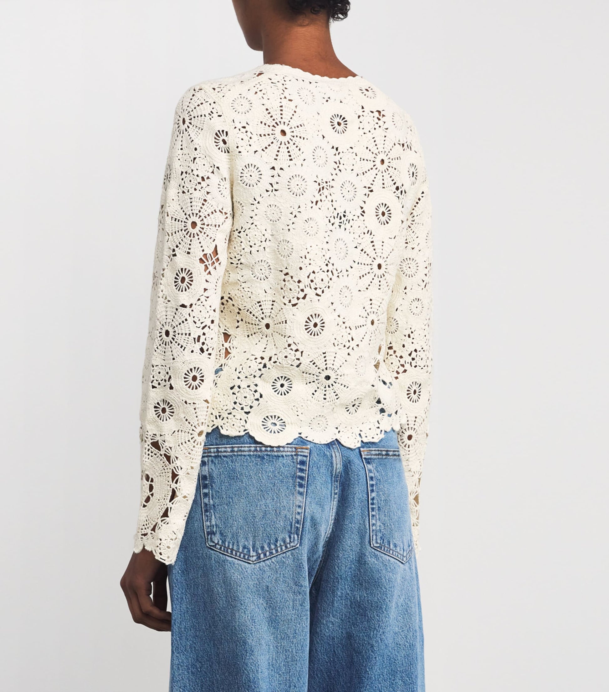 Ivory Crochet Long-Sleeve Top