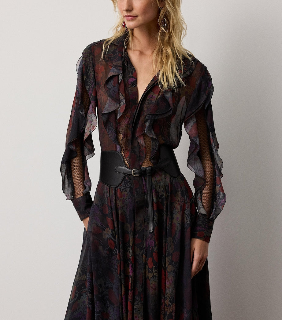 Ralph Lauren Collection Black Silk Melony Midi Dress