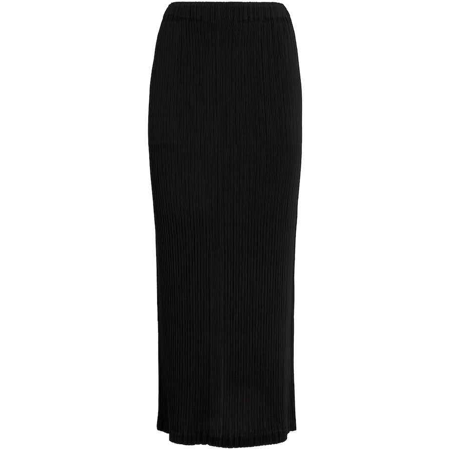 Issey Miyake Black Hatching Bottoms Pleated Maxi Skirt