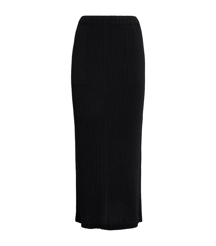 Black Hatching Bottoms Pleated Maxi Skirt