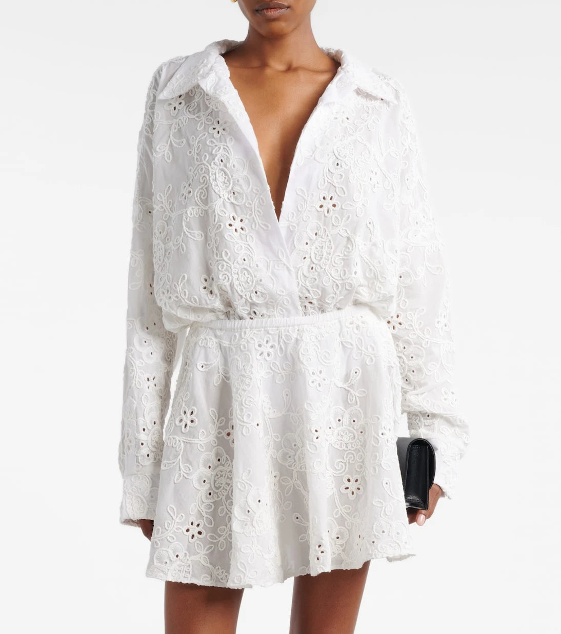 Norma Kamali - Oversized broderie anglaise cotton bodysuit