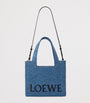 LOEWE Blue x Paula's Ibiza Medium Raffia Font Tote Bag
