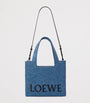 LOEWE Blue x Paula's Ibiza Medium Raffia Font Tote Bag