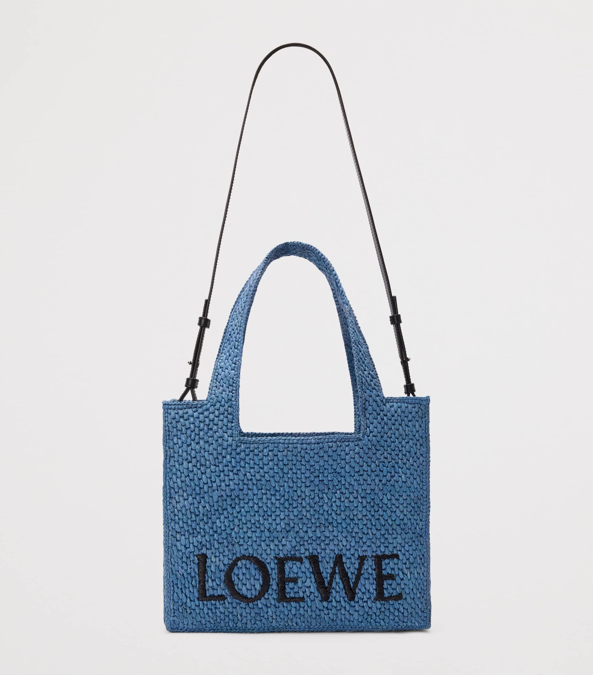 LOEWE Blue x Paula's Ibiza Medium Raffia Font Tote Bag