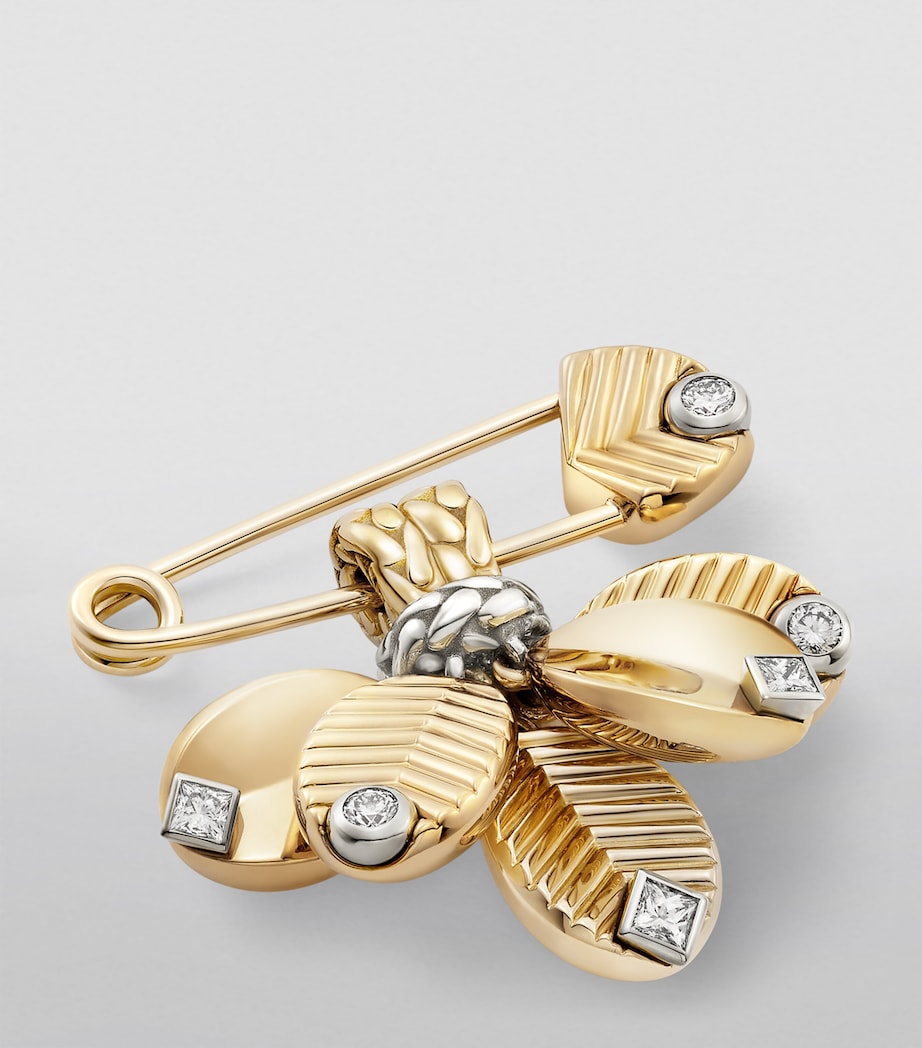 Yellow Gold, White Gold and Diamond Grain de Café Brooch