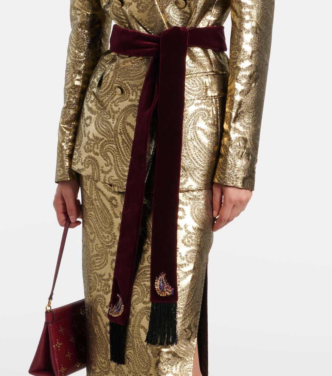 Etro - وشاح قطني مخملي مزخرف بنقشة البيزلي