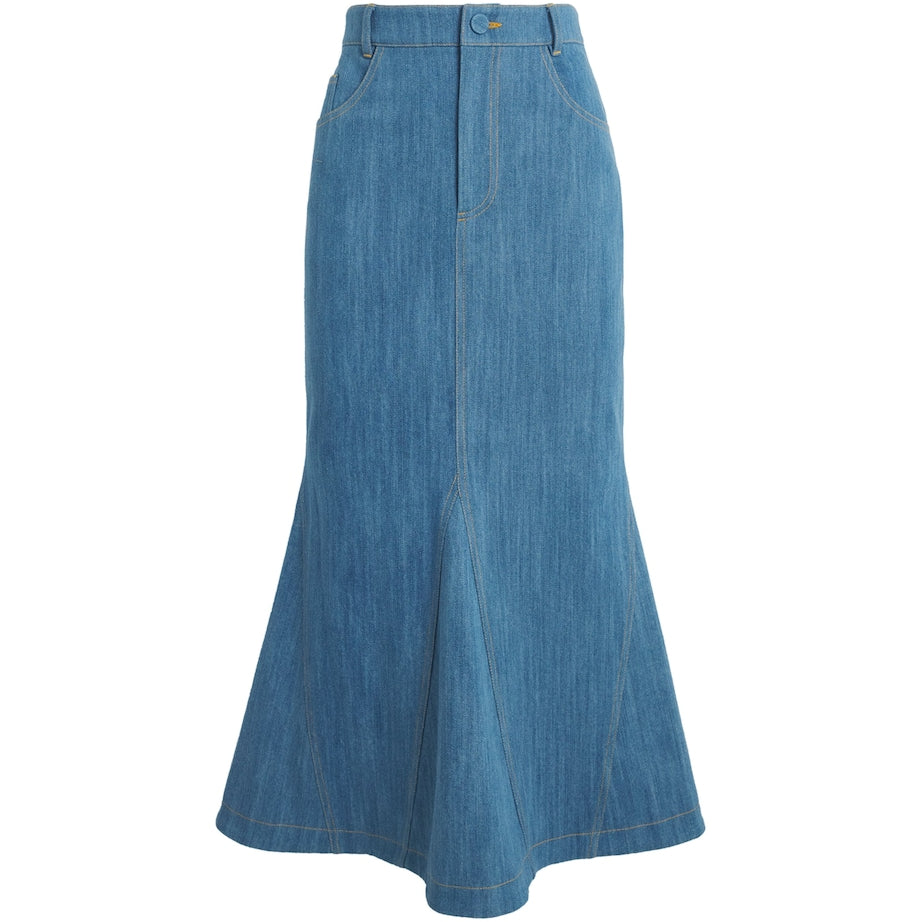 Blue Denim Megan Midi Skirt