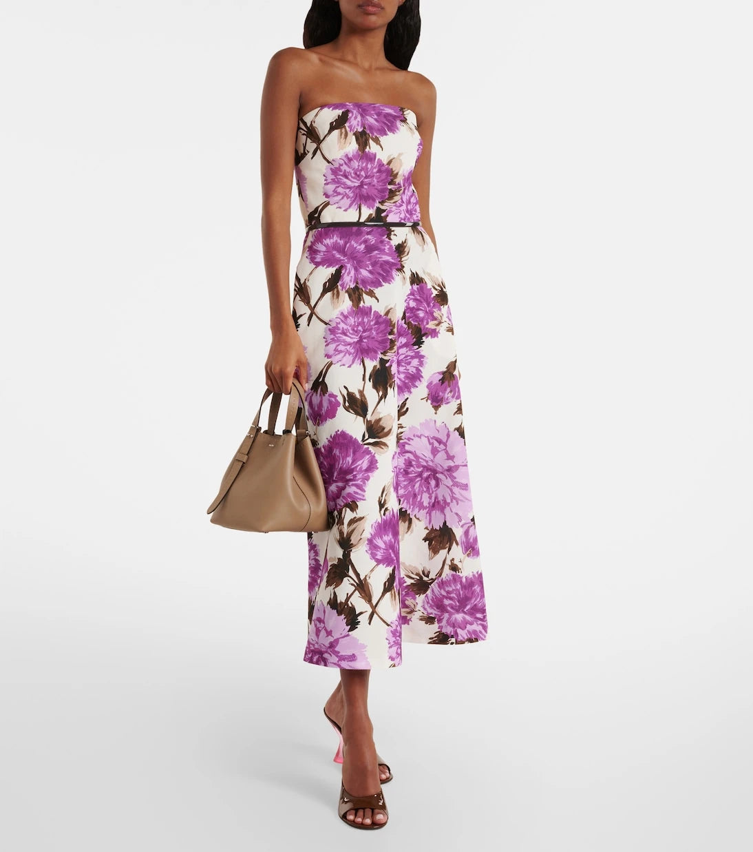 Max Mara - Floral cotton-blend faillé midi dress