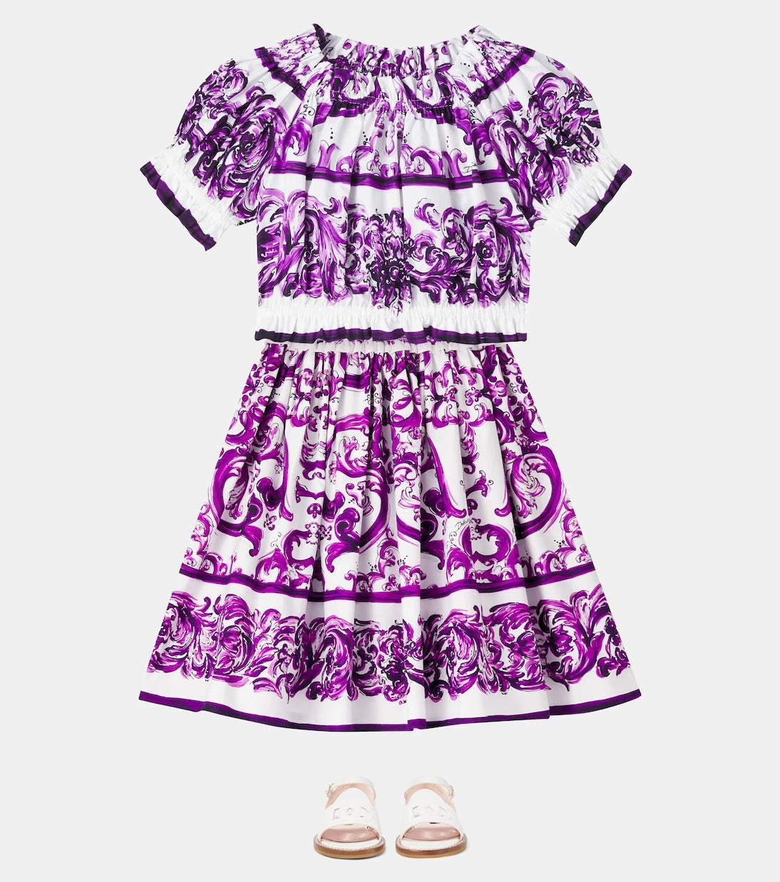 Dolce&Gabbana Kids - Majolica printed cotton poplin top