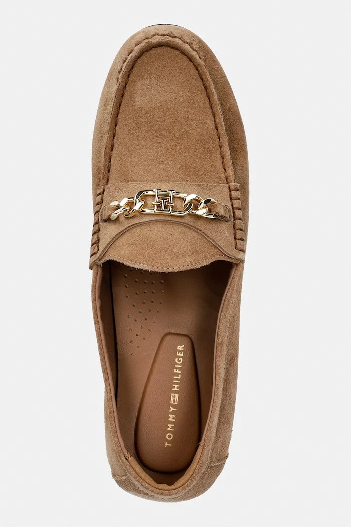 Tommy Hilfiger Kadın Süet Loafer TH CHAIN SUEDE LOAFER
