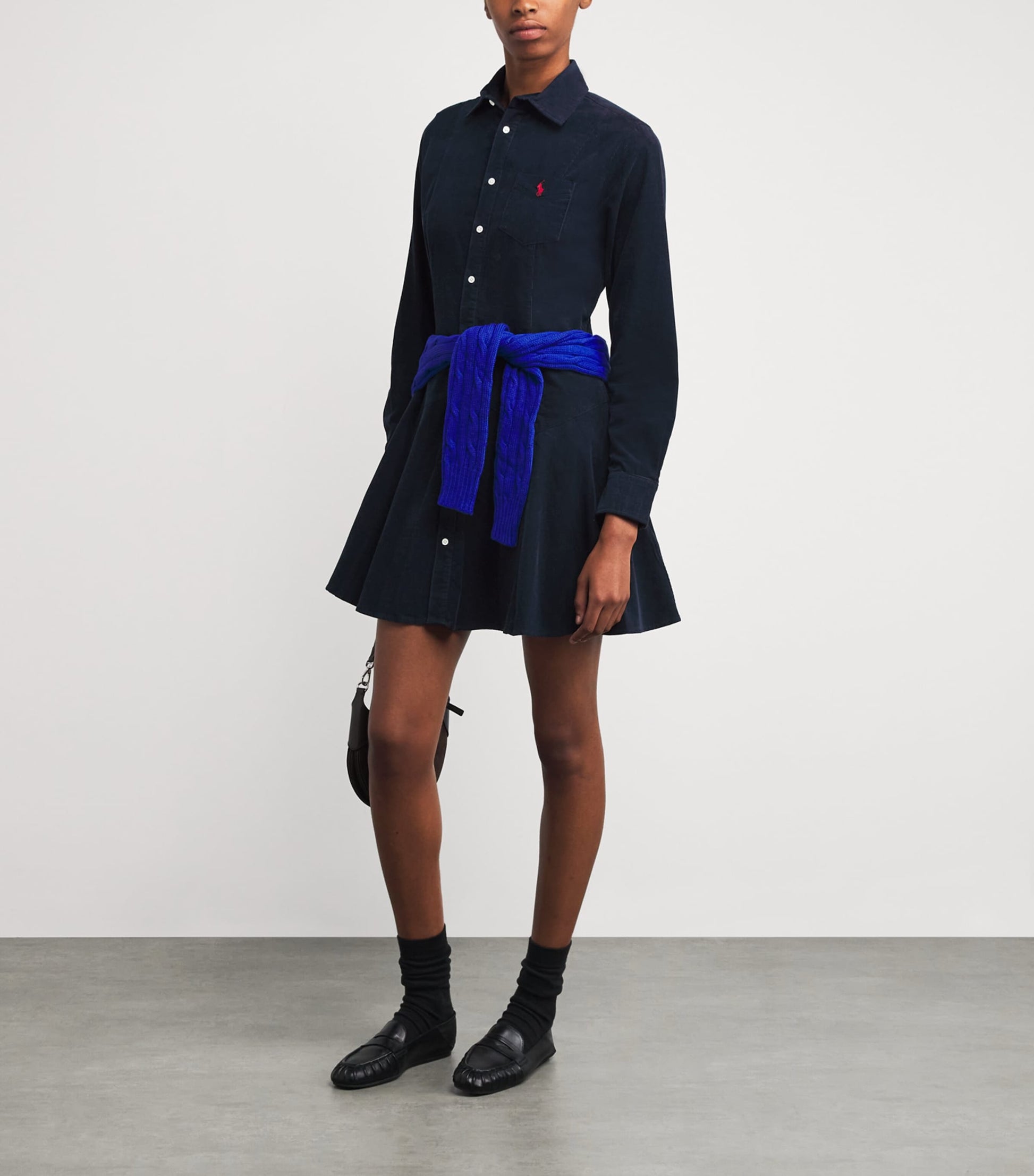 Polo Ralph Lauren Navy Cotton Corduroy Mini Shirt Dress
