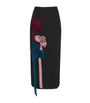 Erdem Black Silk-Blend Georgette Appliqué Midi Skirt