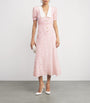 Alessandra Rich Pink Silk Floral Collar Midi Dress