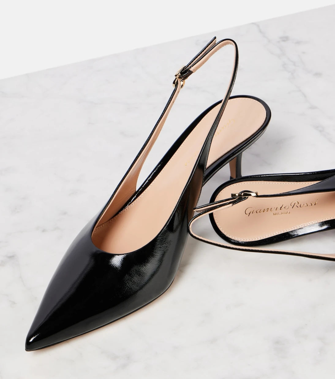 Gianvito Rossi - Robbie 55 patent leather slingback pumps